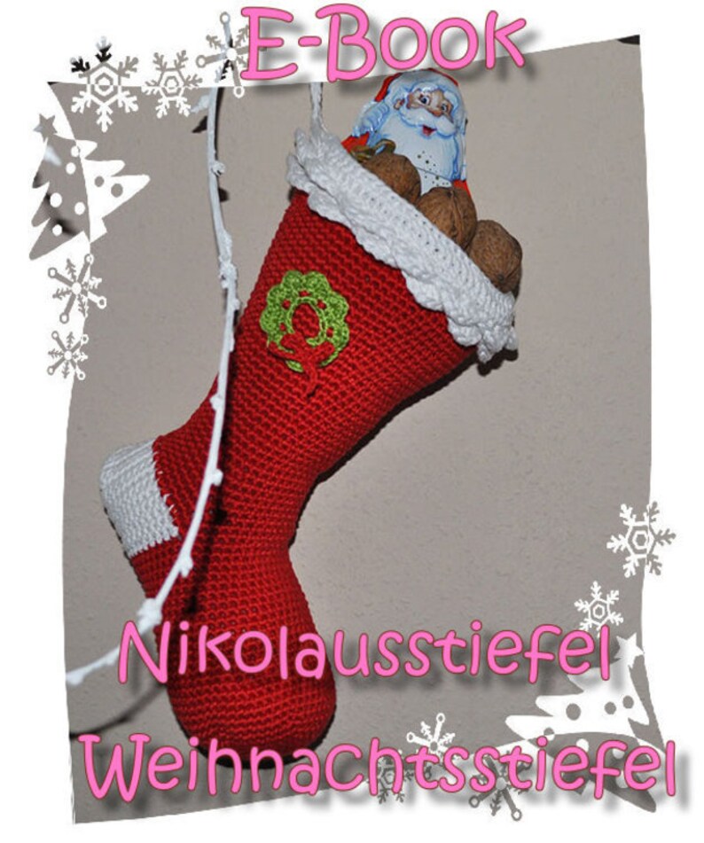 E-Book Häkelanleitung Weihnachtsstiefel Nikolausstiefel Bild 1