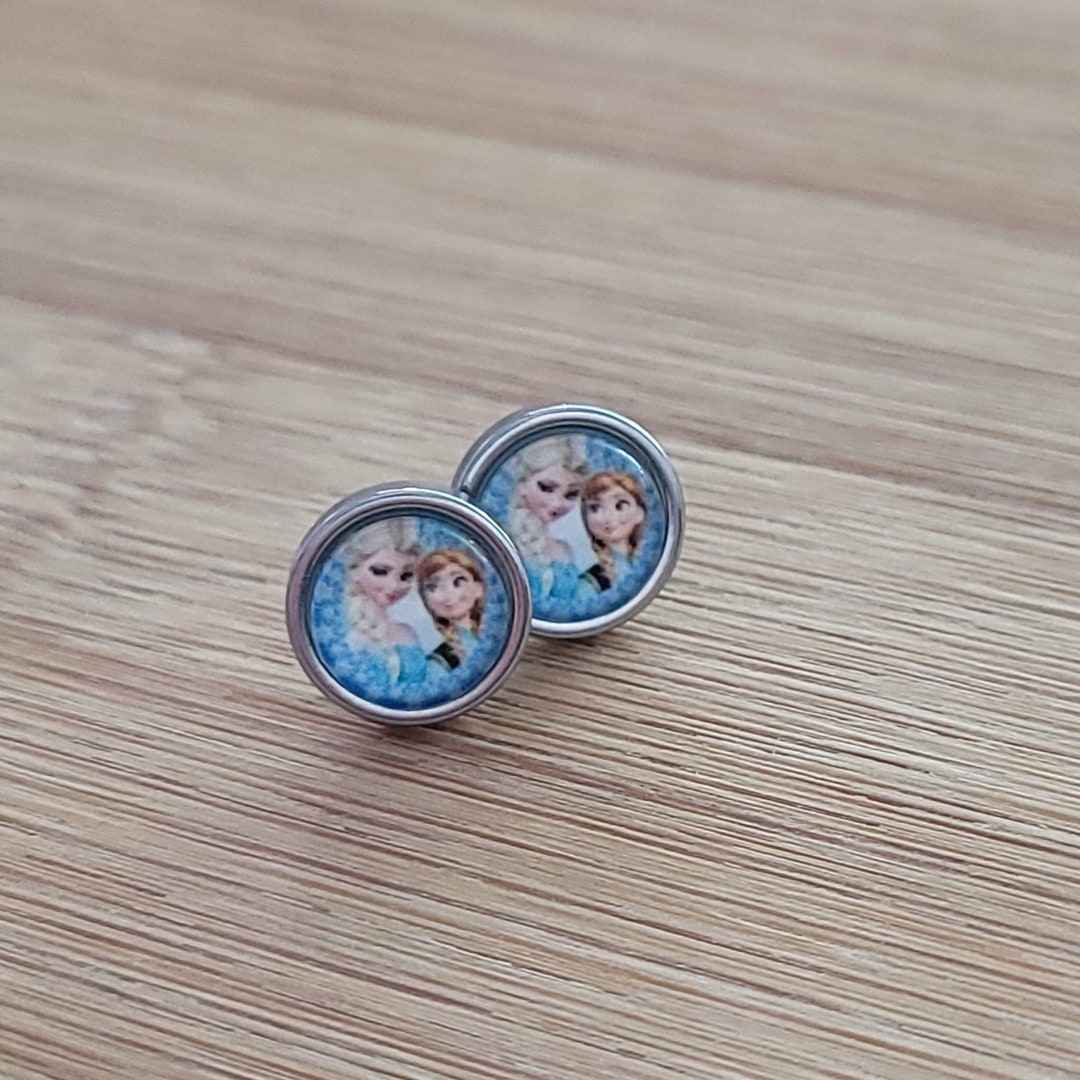 Edelstahl Ohrstecker für Kinder mit Anna und Elsa Eiskönigen Etsy.de