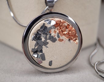 Chaîne en acier inoxydable avec motif en béton/chaîne avec pendentif/bijoux en béton