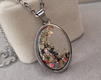 Bijoux en béton/Collier en acier inoxydable avec design en béton/Collier avec pendentif/Cadeau