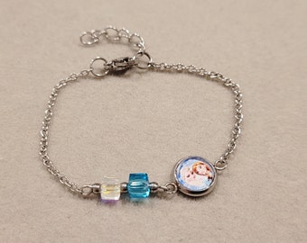 Bracelet en acier inoxydable, Anna et Elsa, cadeau, conte de fées