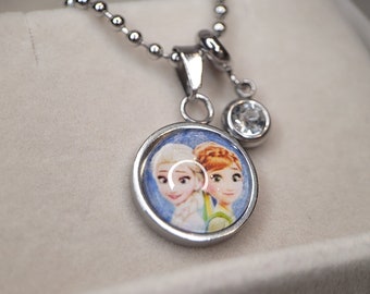 Collier avec pendentif/ Anna et Elsa/ Ice Kings/ acier inoxydable, cadeau