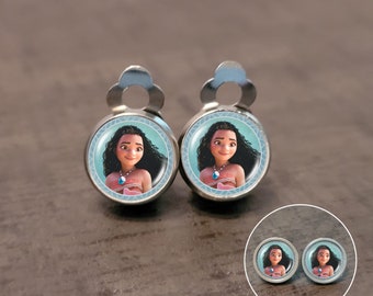 Pendientes cabujón de acero inoxidable para niños con Moiana