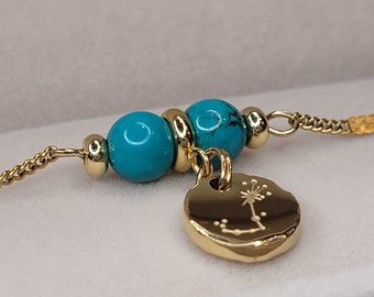 Scorpion bracelet plated with 18 carat real gold/natural stone turquoise