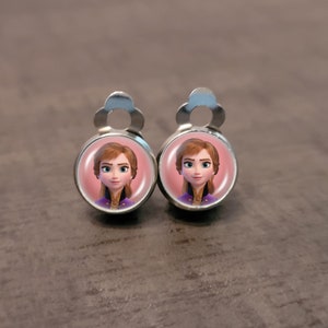 Edelstahl Cabochon Ohrclips für Kinder mit Anna oder Elsa Bild 3