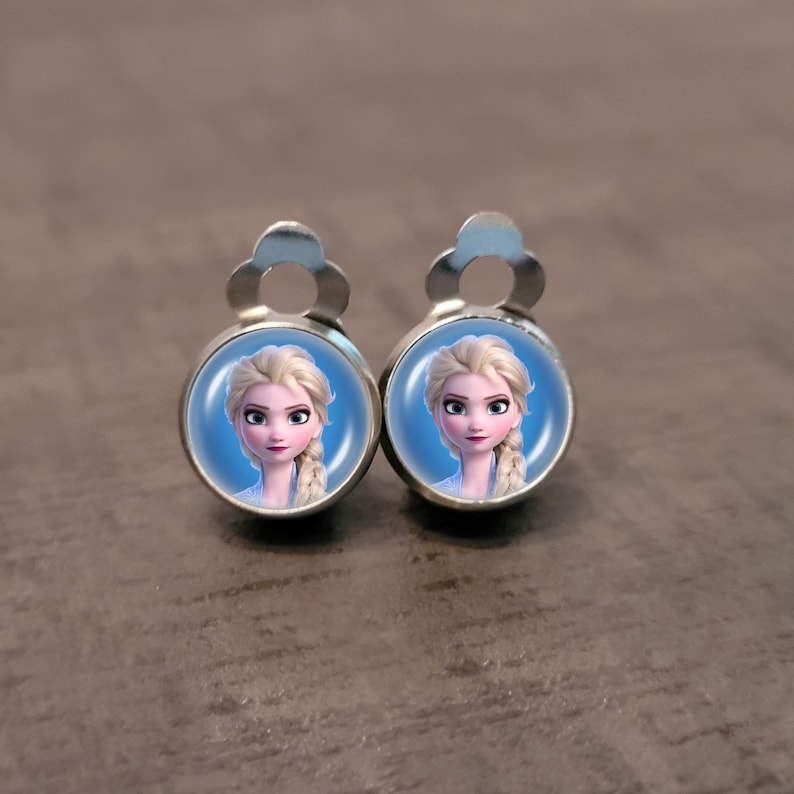 Edelstahl Cabochon Ohrclips für Kinder mit Anna oder Elsa Bild 2