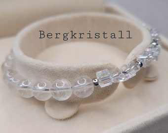 Monthly stone rock crystal bracelet with facet cut electroplating glass beads/stainless steel bracelet, gift, April