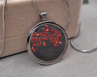 Edelstahlkette mit Beton-Design / Kette mit Anhänger /Betonschmuck, Geschenk, Muttertag,