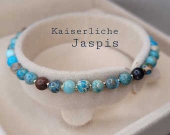 Imperial Jasper with 4 mm natural stones and 18k gold beads/, gift for wife, engagement gift, gift