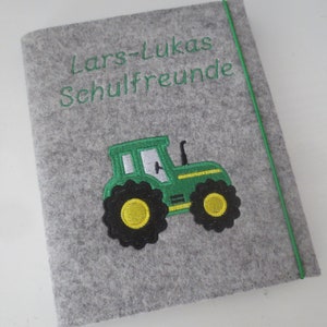 Schulfreundebuch/ Freundebuch Wollfilz mit Namen Traktor image 1
