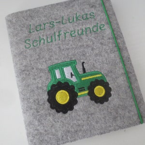 Schulfreundebuch/ Freundebuch Wollfilz mit Namen Traktor image 2