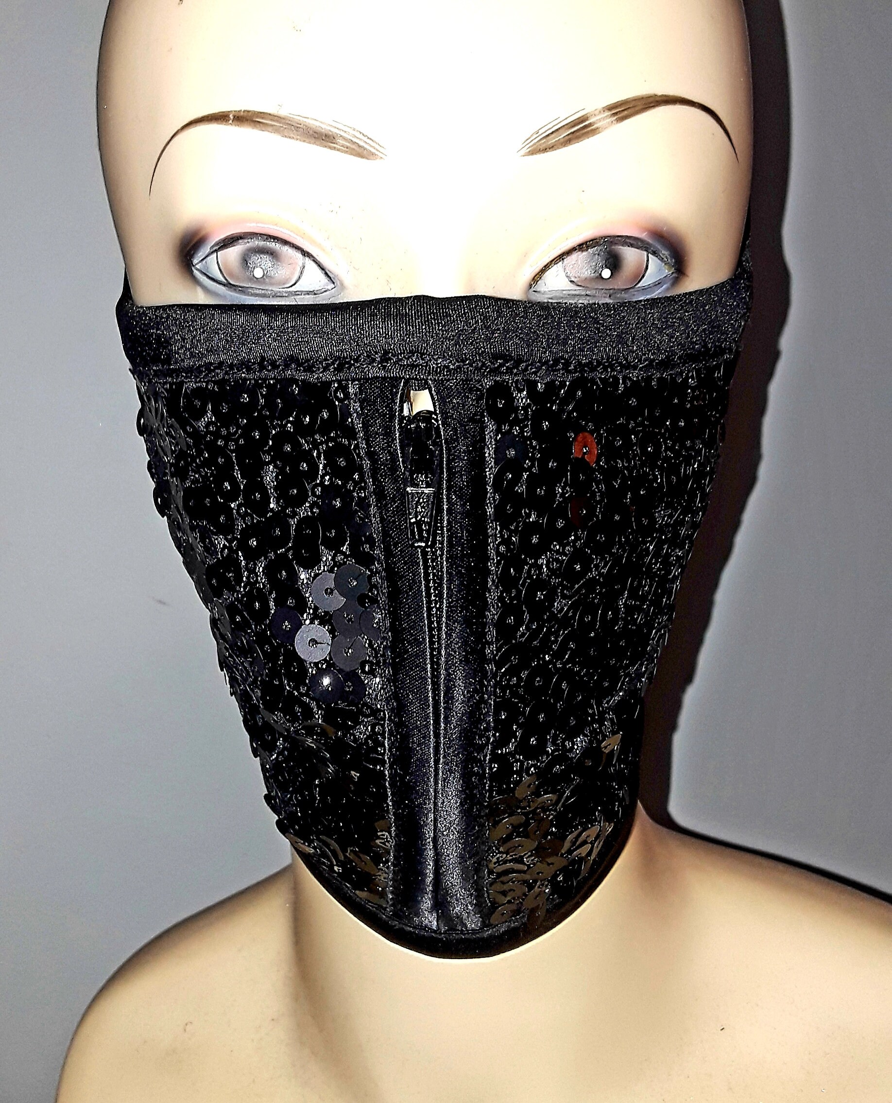 Sequin Zip Face Mask by JB Couture Etsy