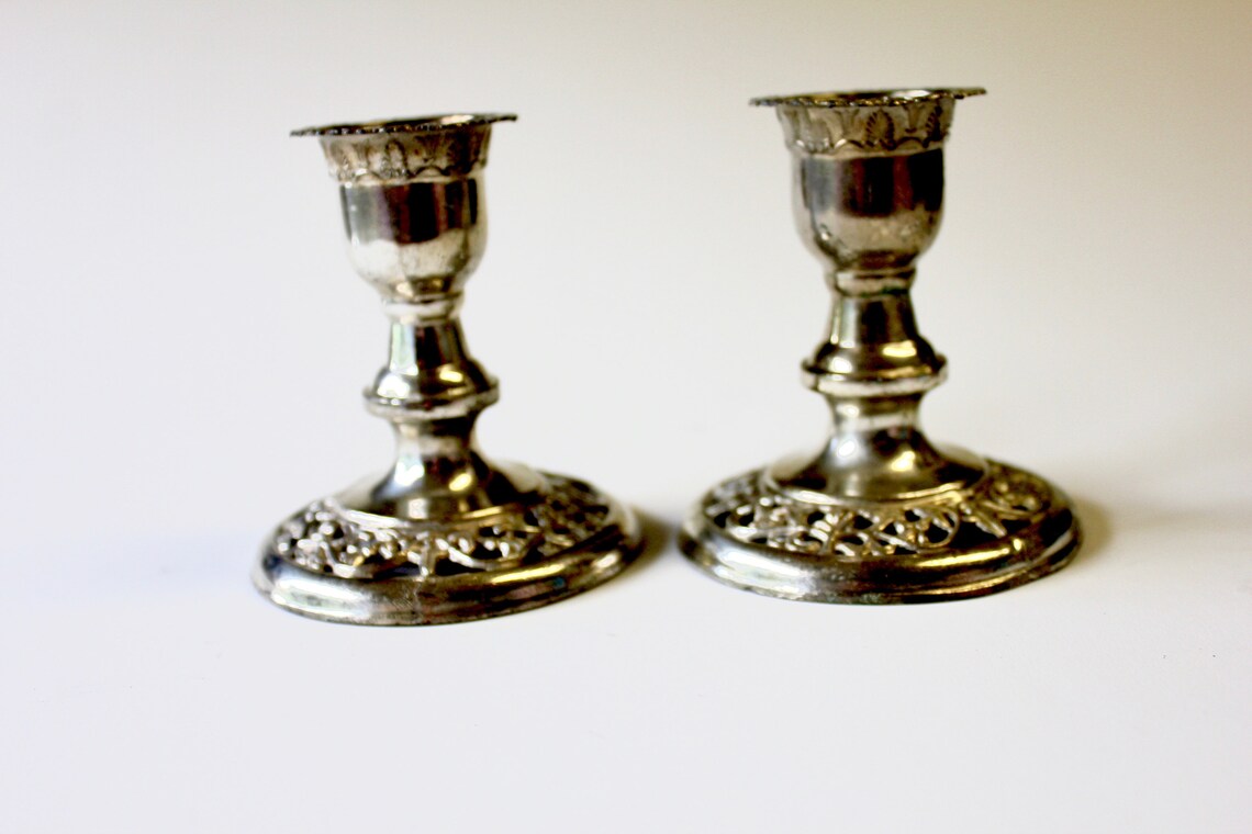 Silver Candle Stick Holders Made in Occupied Japan Etsy
