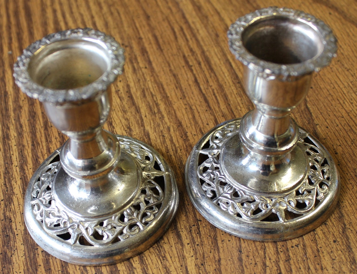 Silver Candle Stick Holders Made in Occupied Japan Etsy