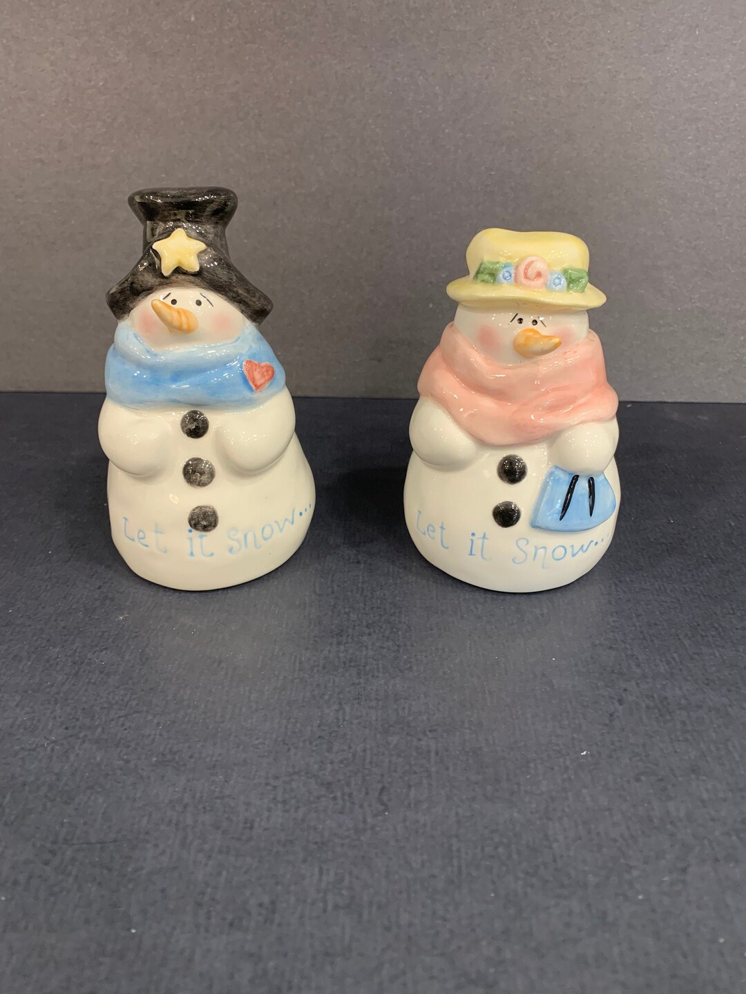Vintage Snowmen Salt and Pepper Shakers Christmas Holiday Etsy