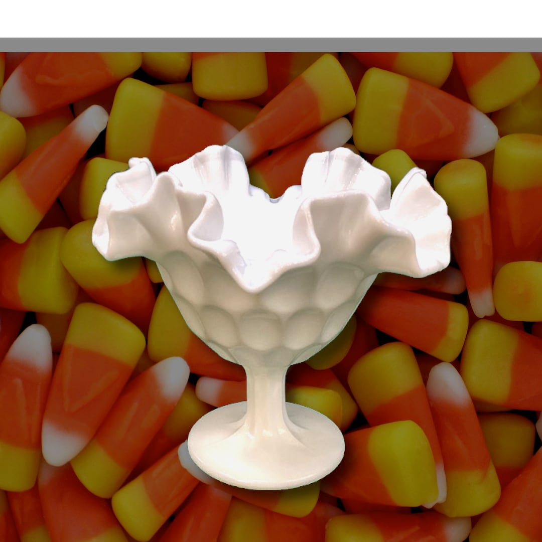 Vintage Milk Glass Ruffled Candy Dish With Scalloped Sides and Etsy