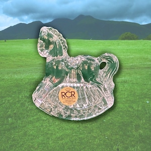Vintage Glass Rocking Horse Figurine Royal Crystal Rock Made in Italy