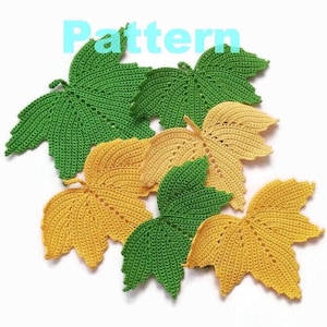 Hojas de arce a crochet en diferentes tamaños y formas PATRÓN PDF, patrón escrito en crochet irlandés, motivos florales ingleses