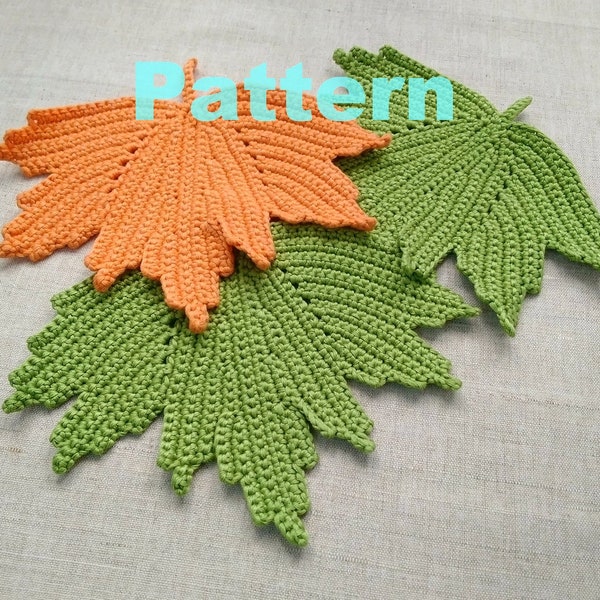 Crochet Maple leave coasters PDF PATTERN, Irish crochet written pattern, English