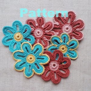 Gehaakte bloemen met rand PDF PATROON, Iers haakpatroon, bloemmotieven, Engels