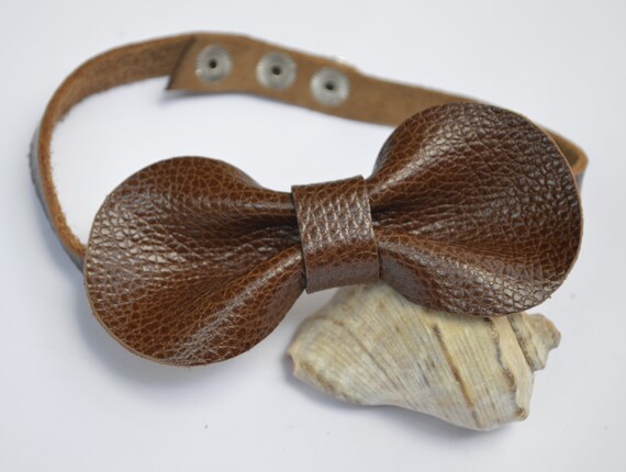 Bow Tie Brown For For Mens Leather Bow Tie Father S Day Etsy