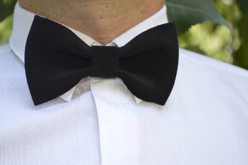 Elegant bowtie Mens black bow tie Custom leather bow tie for Etsy