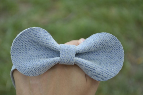 Blue Bow Tie For Mens Leather Blue Bow Tie Father S Day Etsy