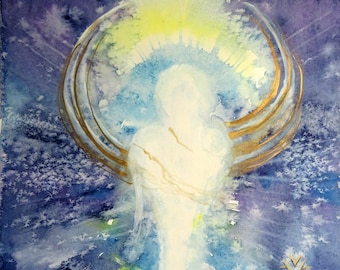 SilwiArtAtelier Erzengel Michael  (M1) Engelbild  Engelkarte xl /Wanddeko Geschenkidee Schutzengelbild archangel angel guardian angel