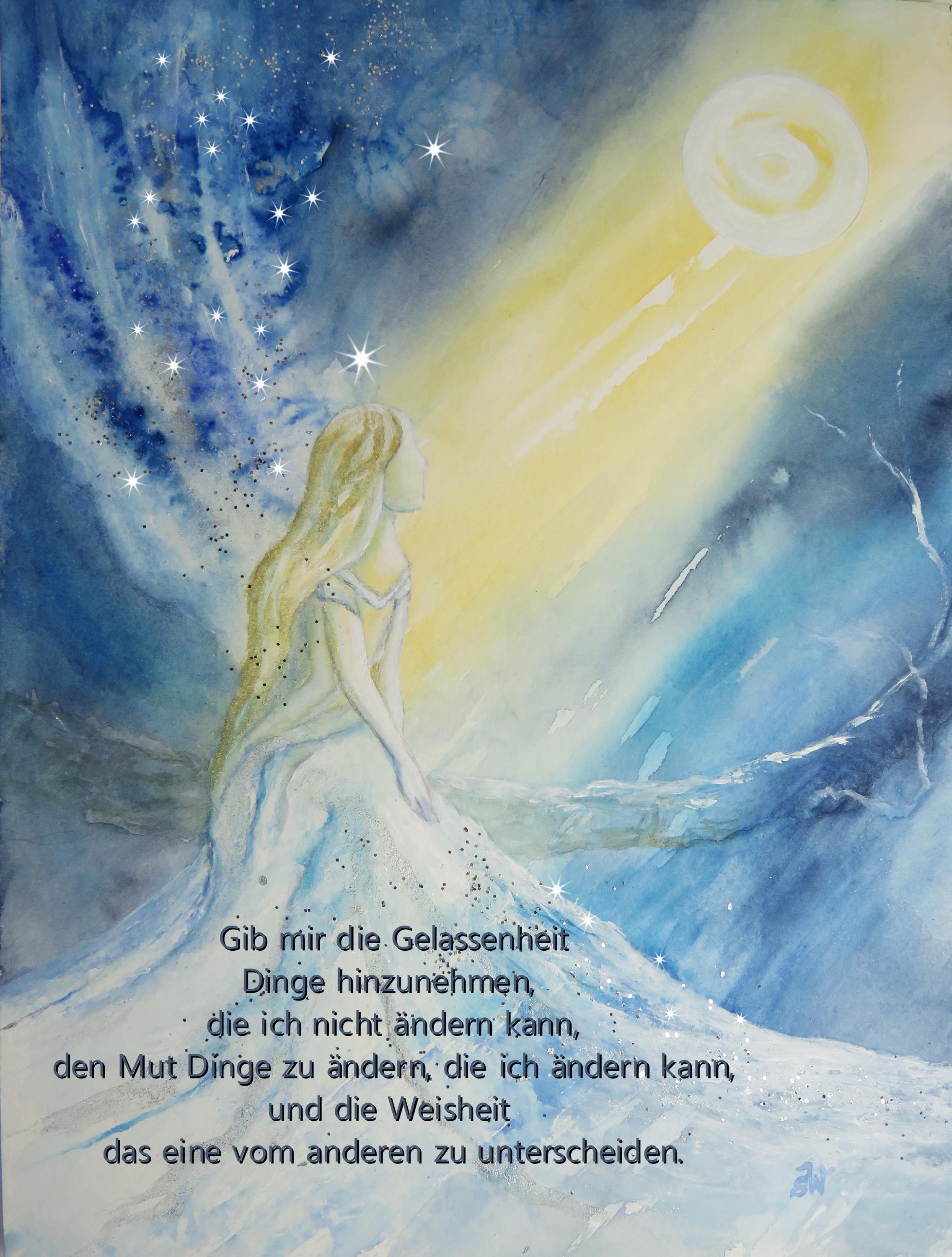 守護天使ハニエル　　絵画原画+パワーストーン 神よ、私に物事を変えるための静けさを与えてください…大天使ハニエル