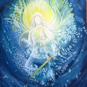 SilwiArtAtelier Erzengel Michael (M2) Engelbild  Engelkarte xl / Deko für Praxisraum Schutzengelbild Geschenkidee