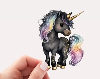 Bügelbild schwarzes Einhorn