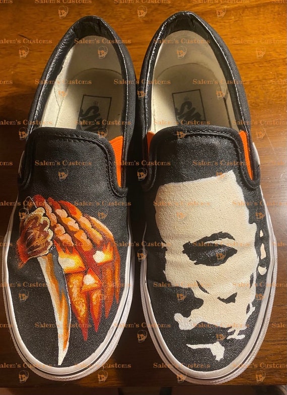 Vulkan Moralsk uddannelse hylde Custom Hand-painted Michael Myers Unisex Slip-on Vans/michael - Etsy