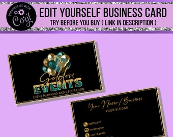 Business Card Design, Balloons Business Card, Events Business Card, Event Business Card, Event Planner