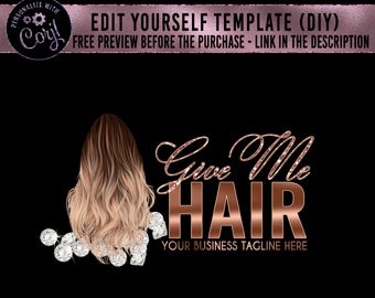 Hair Logo, Hair Bundles Logo, Hair Extension Logo, Ombre Hair Logo, Wigs Logo, Hair Logo Design, Hair Salon Logo