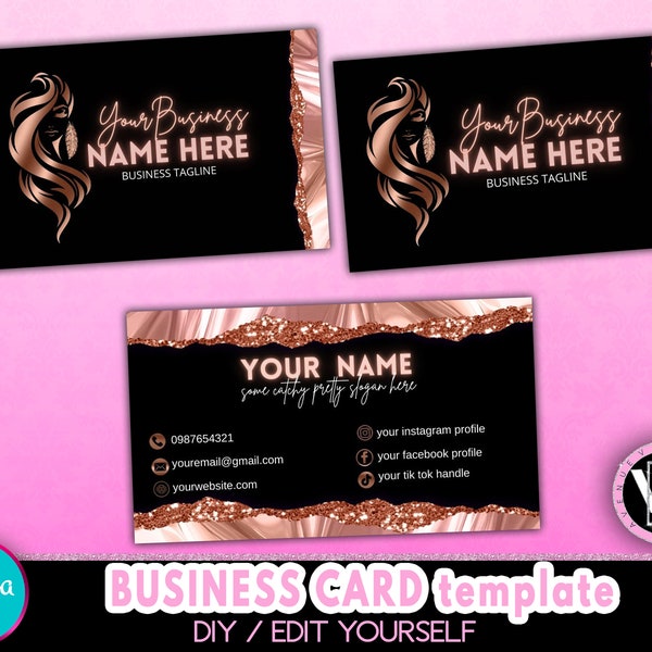 Hair Business Card, Hair Extensions Business Card, Hairstylist Business Card, Business Card For Wigs, Hair Salon Business Card