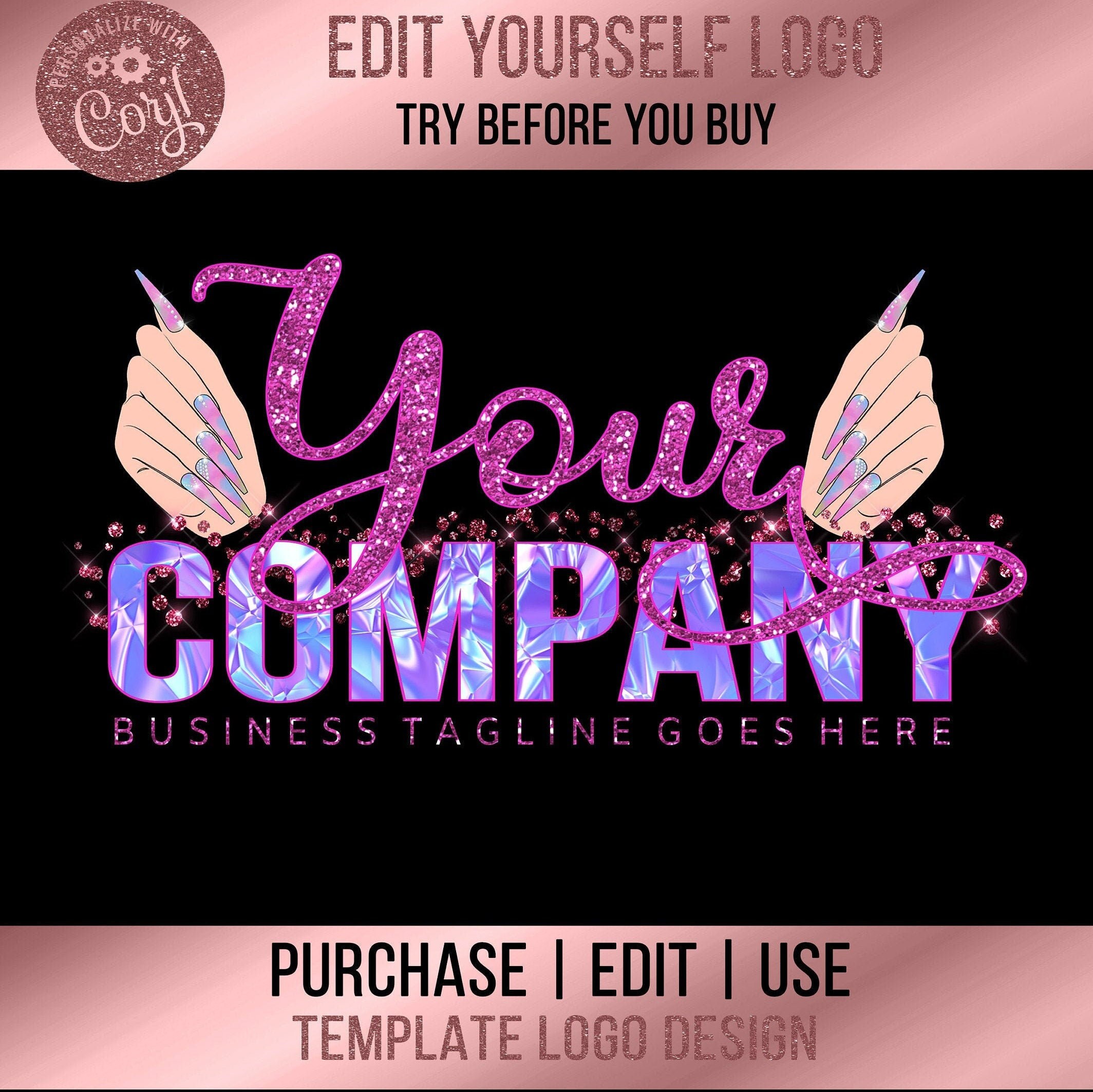 DIY Nail Logo Nail Logo Design Nail Tech Logo Long Nails | Etsy