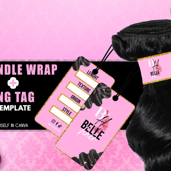 Bundle Wrap, Haar-Tag, Haar-Bündel-Wrap, Haar hängen Tag, Haar Business Branding, Haarverlängerungen Wrap, Haar Verpackung, Perücken hängen Tag