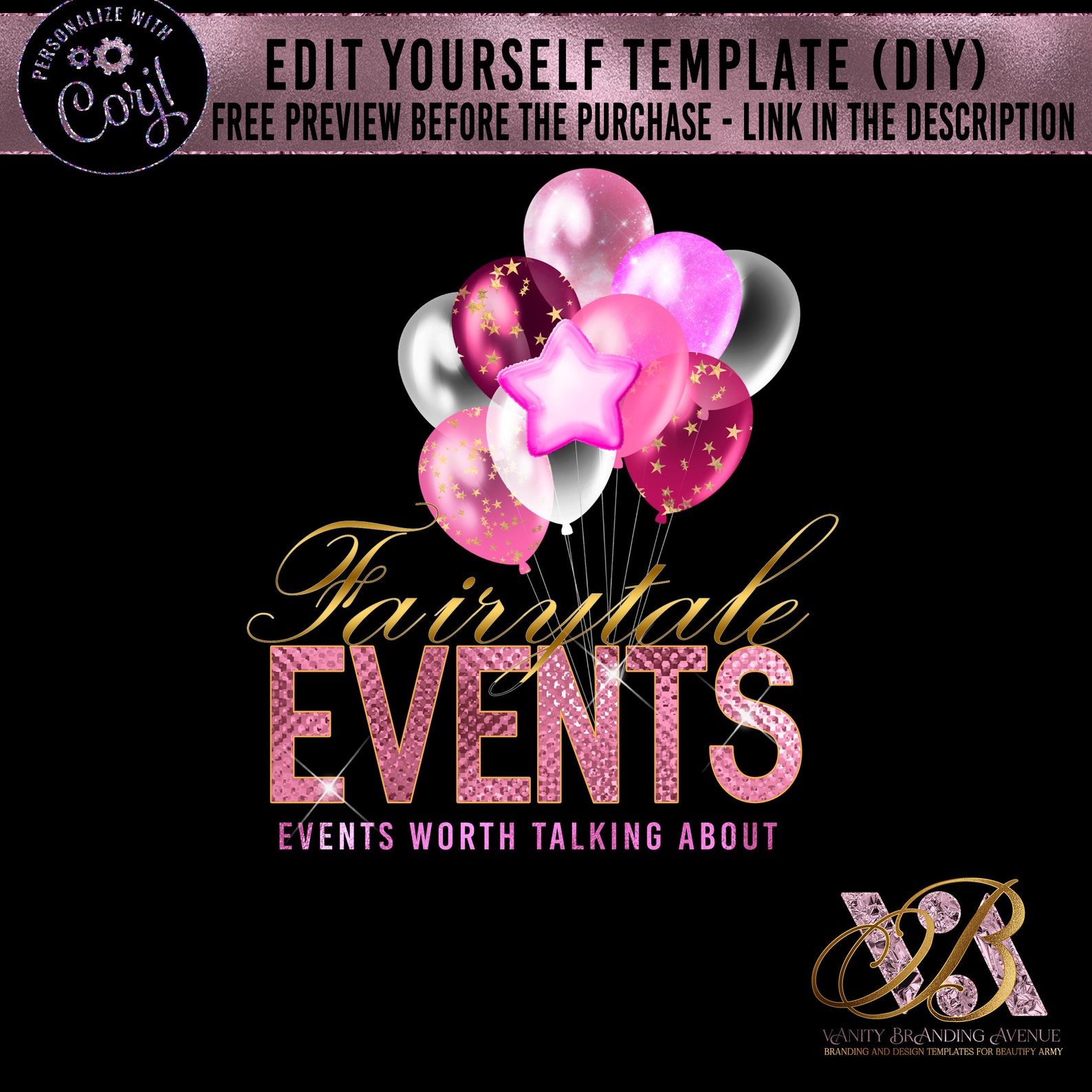 Balloons Logo Events Logo Balloon Logo Design Event Planner Etsy