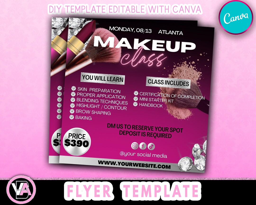 Makeup Class Flyer Makeup Flyer Makeup Course Flyer Etsy