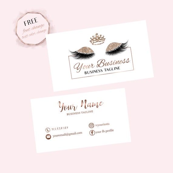 Lashes Business Card Eyelash Business Card Makeup Business Etsy