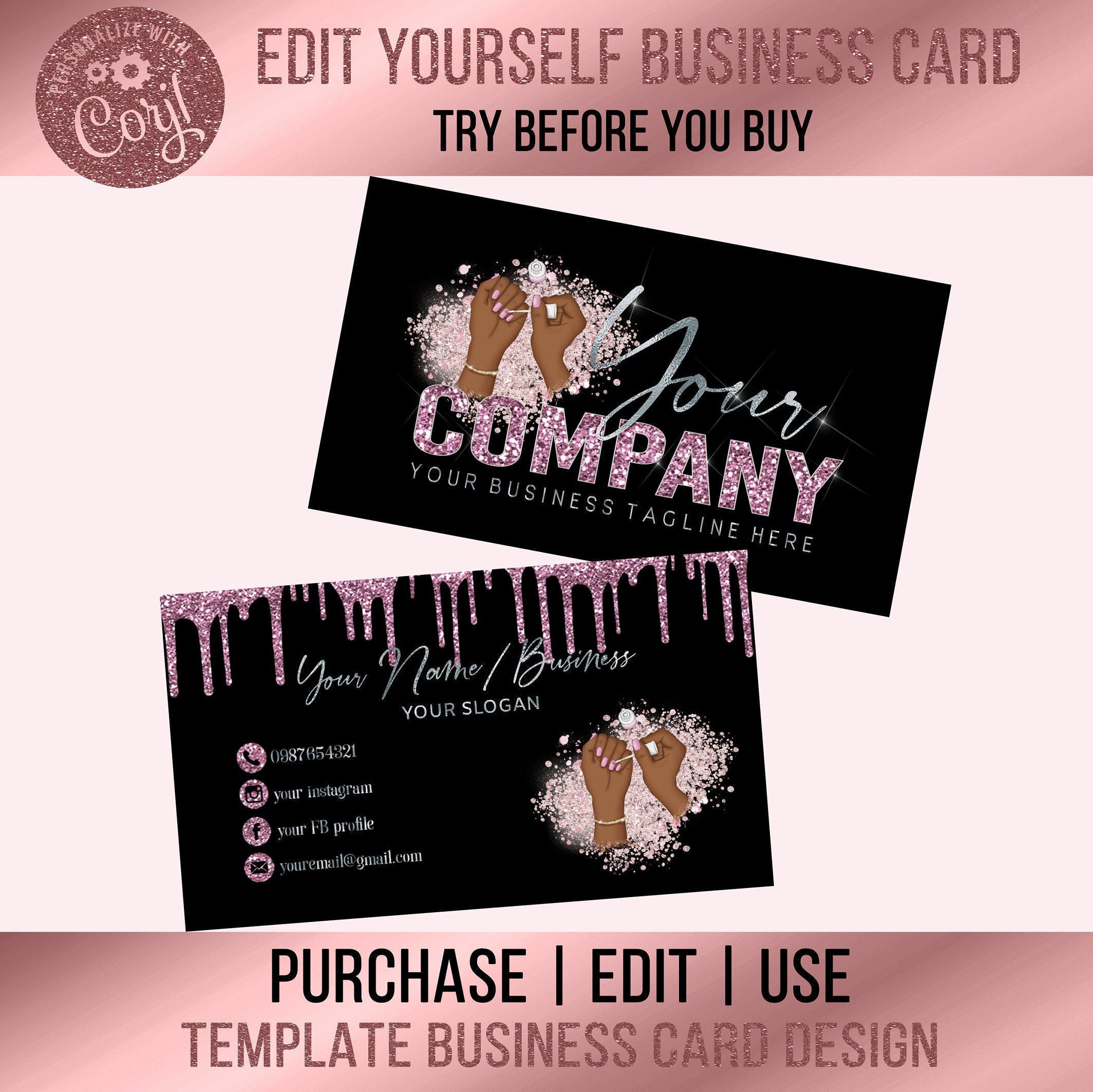 Nail Business Card Nail Tech Business Card Beauty Business Etsy UK