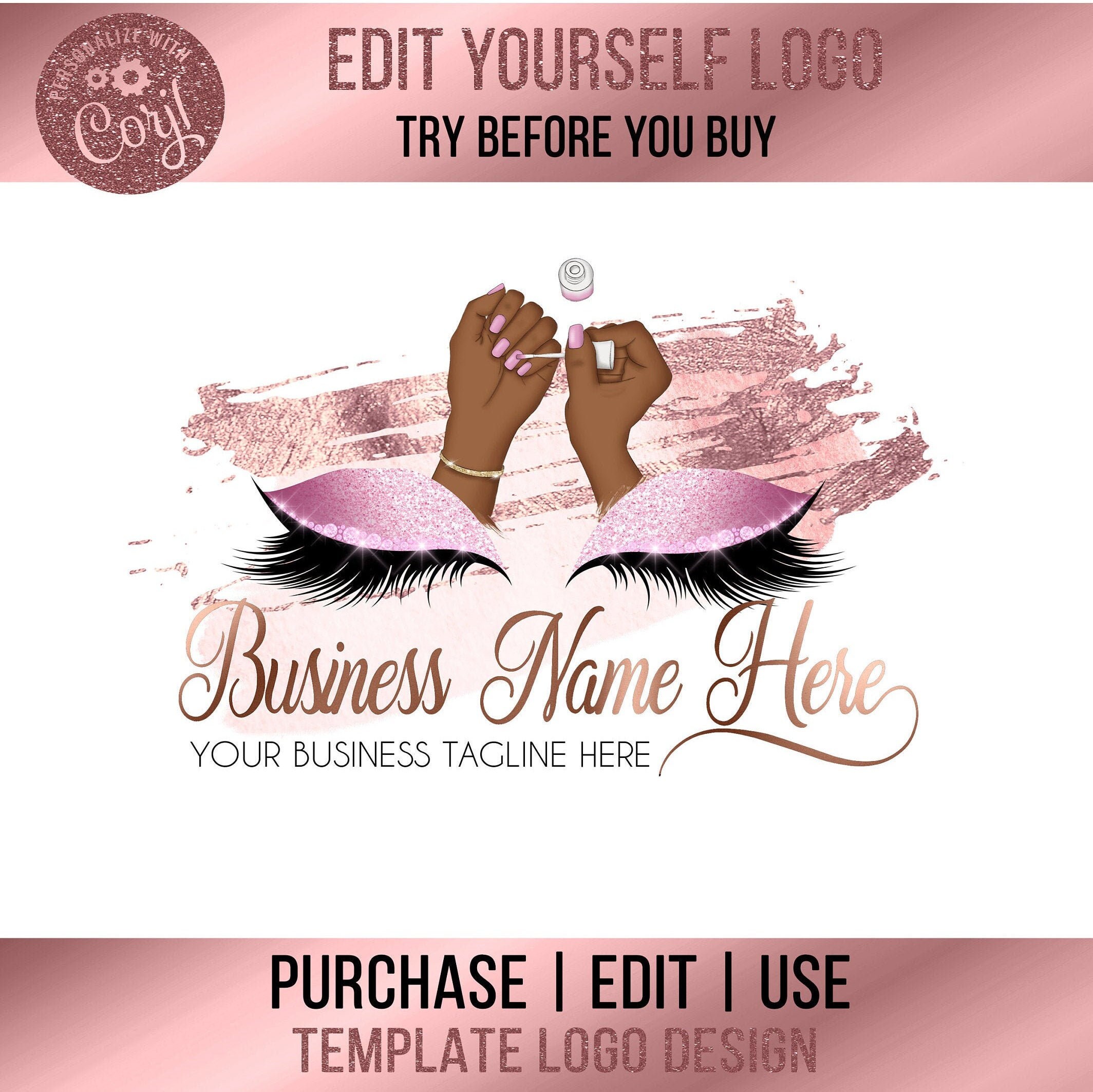 Nail Polish Logo Nail Technician Logo Holographic Nail Logo Design