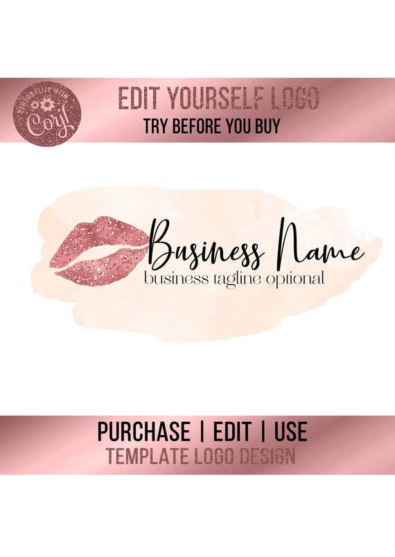 Makeup Logo Lips Logo Beauty Logo Lipstick Logo Lipgloss Etsy