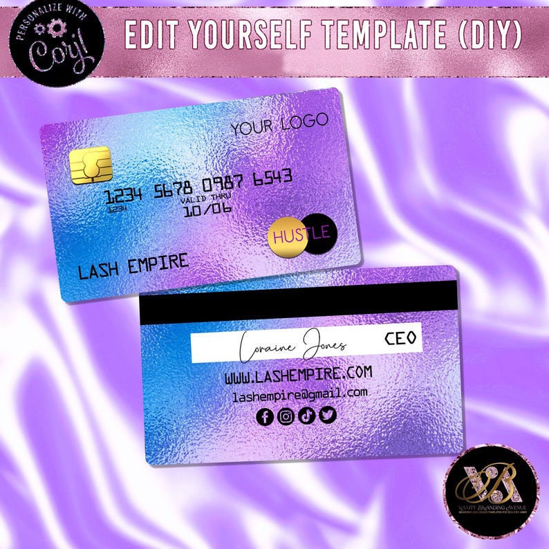 DIY Credit Card Business Card Business Card Design Credit Etsy