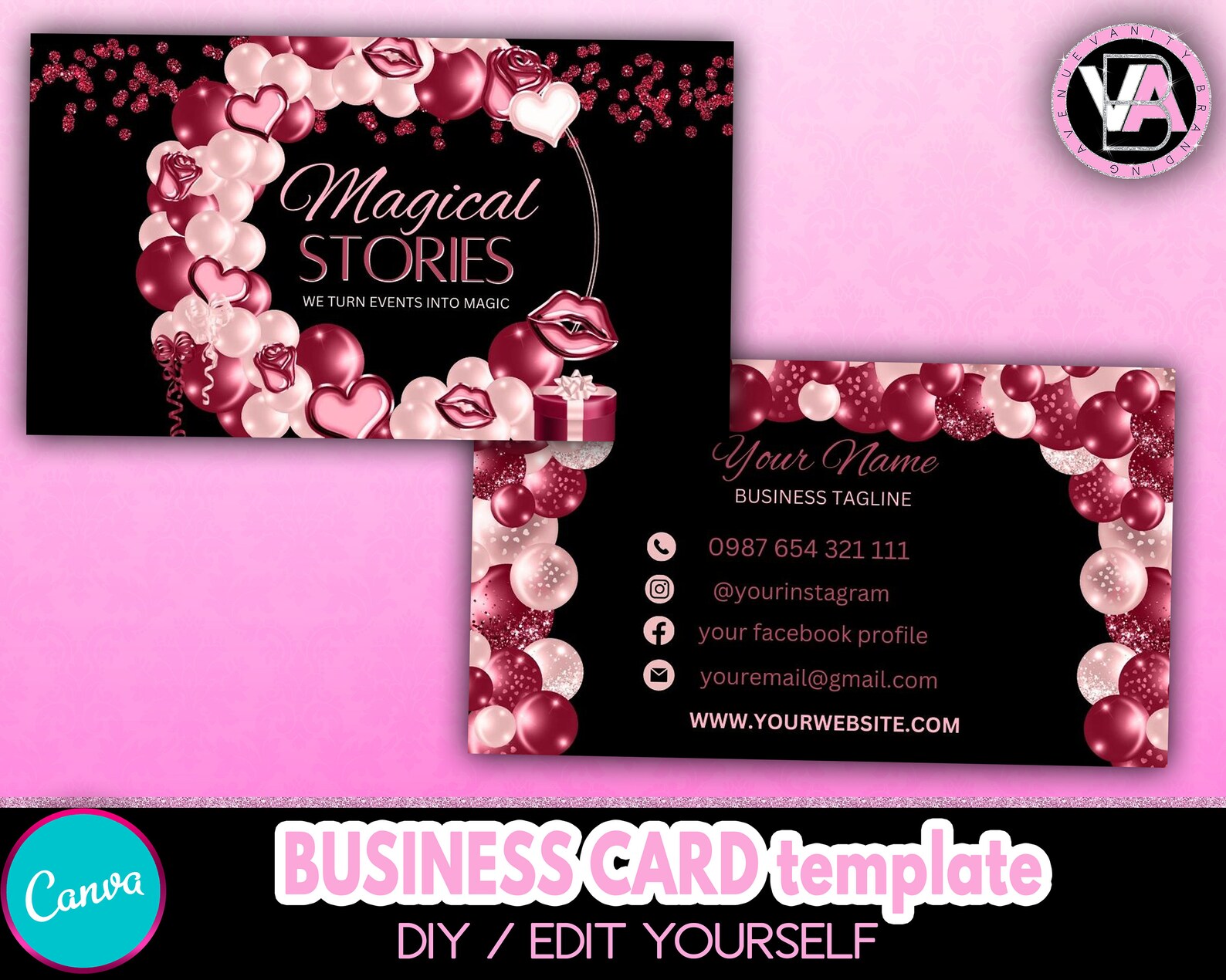 Balloon Business Card Event Planner Business Card Party Etsy