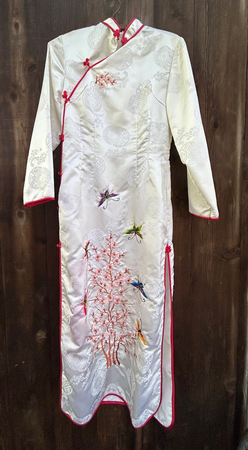 Vintage Asian Robe Cheongsam Embroidered Chinese Housecoat Size Small ...