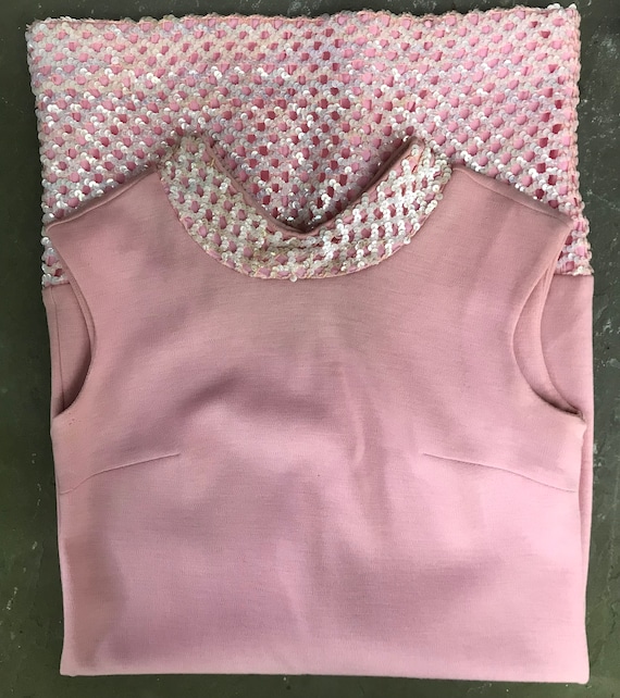 Vintage Pink A-line Sequin Wool blend Sleeveless … - image 1