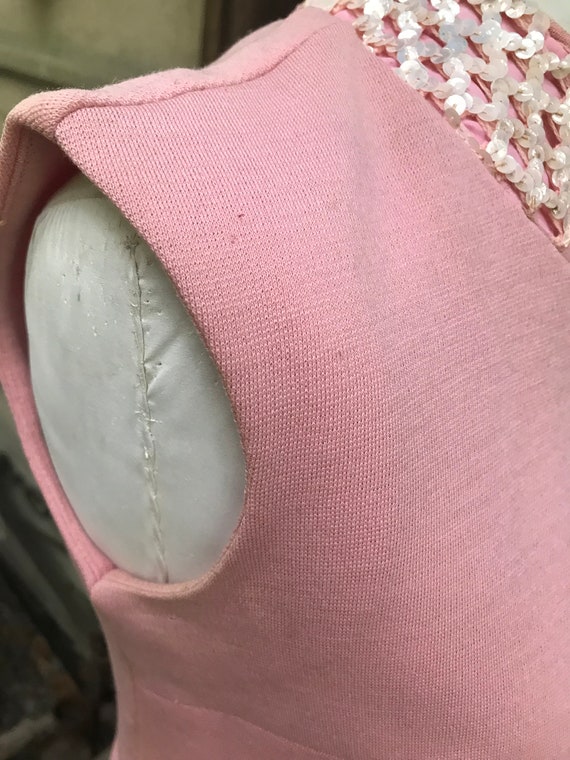 Vintage Pink A-line Sequin Wool blend Sleeveless … - image 8
