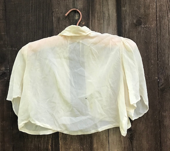 Vintage Cropped Silk Bed jacket Lingerie Top - image 6