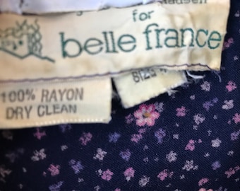 Vintage Belle France Floral Rayon Dress Neiman Marcus Size 4